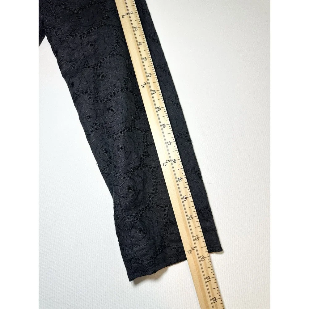 Wear It Women's SIZE 0 Black Eyelet Long Sleeve Blazer Jacket 100% Linen‎